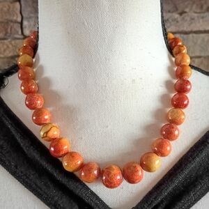 Karla Jordan 80s Vintage Burnt Orange Beaded Necklace